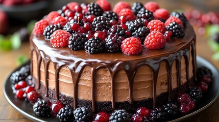 Triple Layer Chocolate Berry Cake
Rich Chocolate Fruit Stack
Decadent Berry Chocolate Delight
Elegant Multi-Layered Dessert
Sweet Chocolate and Fruit Tower
Gourmet Berry Chocolate Cake very testy cake