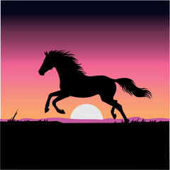 Black Silhouette of horse, Ve...