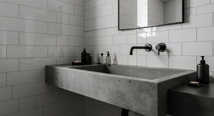 Modern Minimalist Bathroom Design: Concrete Sink and Matte Black Fixtures