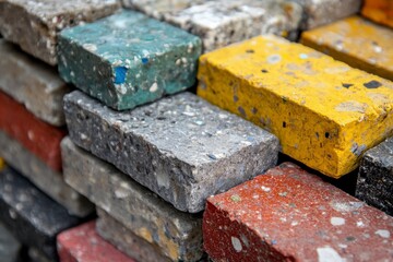 Colorful Speckled Bricks Stacked Close Up