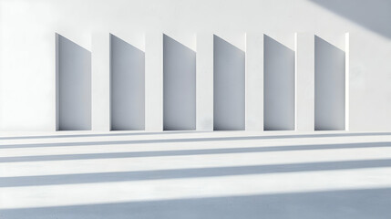 Obraz premium Minimalist White Walls with Shadows and Geometric Shapes