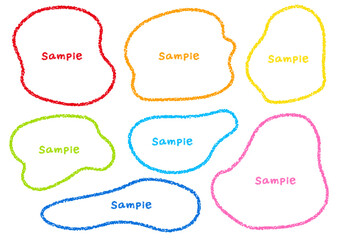 手描きのクレヨン素材　ラフな形のフレームセット