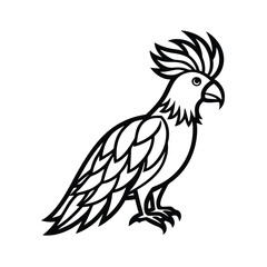 cockatoo tribal style black line art vector on white for web and graphic