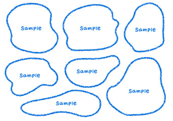 手描きのクレヨン素材　ラフな形のフレームセット