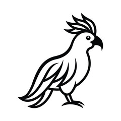 Obraz premium cockatoo tribal style black line art vector on white for web and graphic