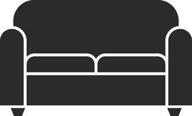 classic two-seater sofa furniture icon in dark grey and clear background, editable vector illustration