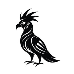 Obraz premium cockatoo tribal style black silhouette vector on white for web and graphic