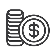 Stack of Coins with Dollar Sign Icon: Business, Finance and Savings