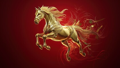 Elegant Golden Horse Art for Year of the Horse Celebration and Prosperity