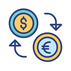 Currency Exchange: Dollar to Euro Conversion, International Finance Transaction Symbol