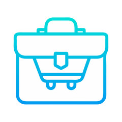 Modern Briefcase Icon with Teal Gradient Outline on Black Background