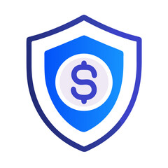 Obraz premium Secured Finance Icon: Shield with Dollar Symbol, Financial Protection Illustration