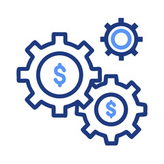 Financial Mechanisms: Gears with Dollar Symbols Representing Money Management and Growth