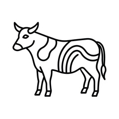 cow tribal style black line art vector on white background for web and graphic