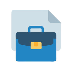 Blue Briefcase with Document Icon - Business and Work Symbol