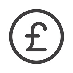 Grey Pound Sterling Symbol in Circle on Black Background: Finance Illustration