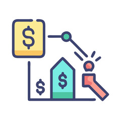Money Transfer and Investment Growth Icon for Finance and Business