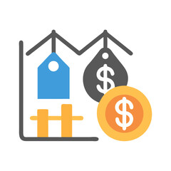 Price Chart with Dollar Sign and Coin - Financial Analysis Icon