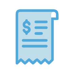 Light Blue Receipt Icon with Dollar Sign - Financial Transaction Symbol