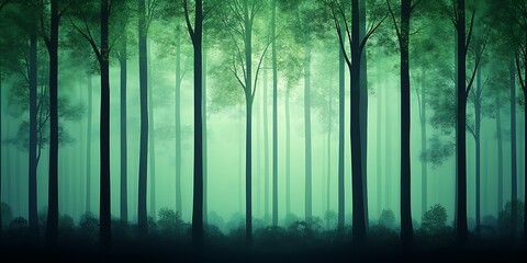 Obraz premium a forest with trees and fog