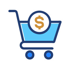 Shopping Cart with Dollar Sign: E-Commerce and Online Business Symbol