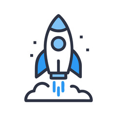 Rocket Launch: Space Exploration and Startup Success Illustration on Black