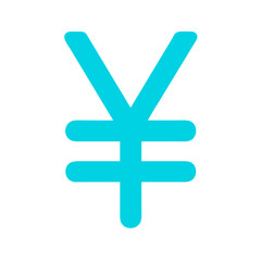 Yen or Yuan Symbol Icon in Bright Cyan on a Black Background