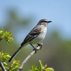 Northern Mockingbird Perched on a Branch in Natural Habitat