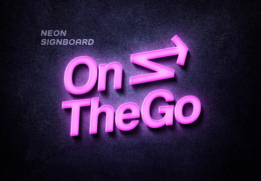 Purple Neon Sign Mockup