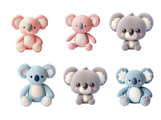 Six cute cartoon koala toys