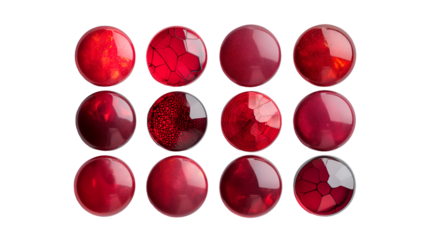 Red Glass Circles Shiny Modern Design Elements.