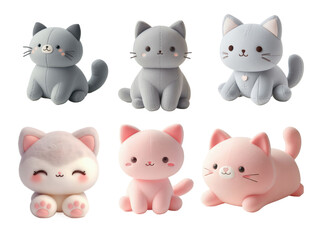Adorable clay cat figurines pastel hues