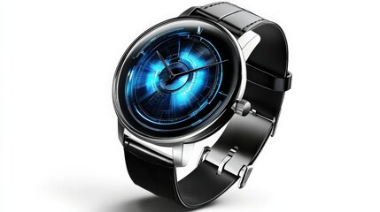 Futuristic Floating Hologram Watch on White Background