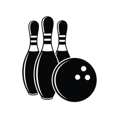 Silhouette of a bowling ball and bowling pins