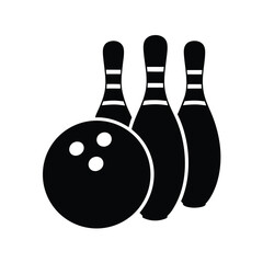Silhouette of a bowling ball and bowling pins