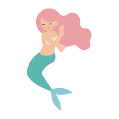 髪の毛を梳かす人魚姫のイラスト