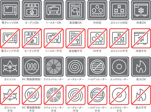 調理器具・熱源　取扱説明マーク　（シンプル）