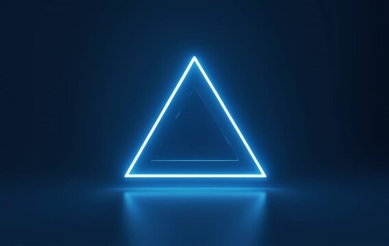 A blue neon triangle on a dark blue background.