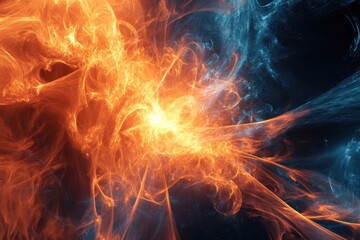 Fototapeta premium Bright colors swirl in an abstract representation of energy and motion in a dark space