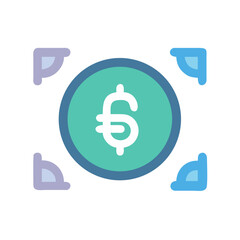 Euro Currency Icon, Currency Symbol with Corner Accents for Design