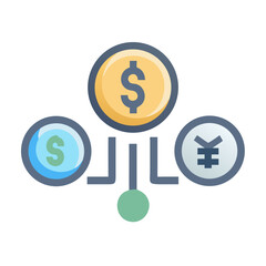 Currency Conversion: Illustration of Dollar, Euro, and Yen Exchange Rates