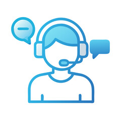 Customer Support Agent Icon with Headset and Speech Bubbles