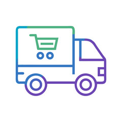 Delivery Truck Icon with Shopping Cart: Online Shopping and Logistics