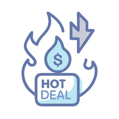 Hot Deal Icon: Burning Savings, Discount Offer, and Promotion Concept