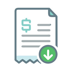 Download Invoice Icon Illustration: Financial Document, Bill, and Payment