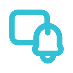 Notification Bell Icon for Alerts and Updates, Aqua Blue Outline Symbol