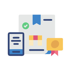 Fototapeta premium Secure Online Shopping with Mobile Verification and Guaranteed Delivery Icon