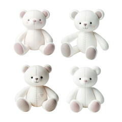 Adorable white teddy bears sitting together