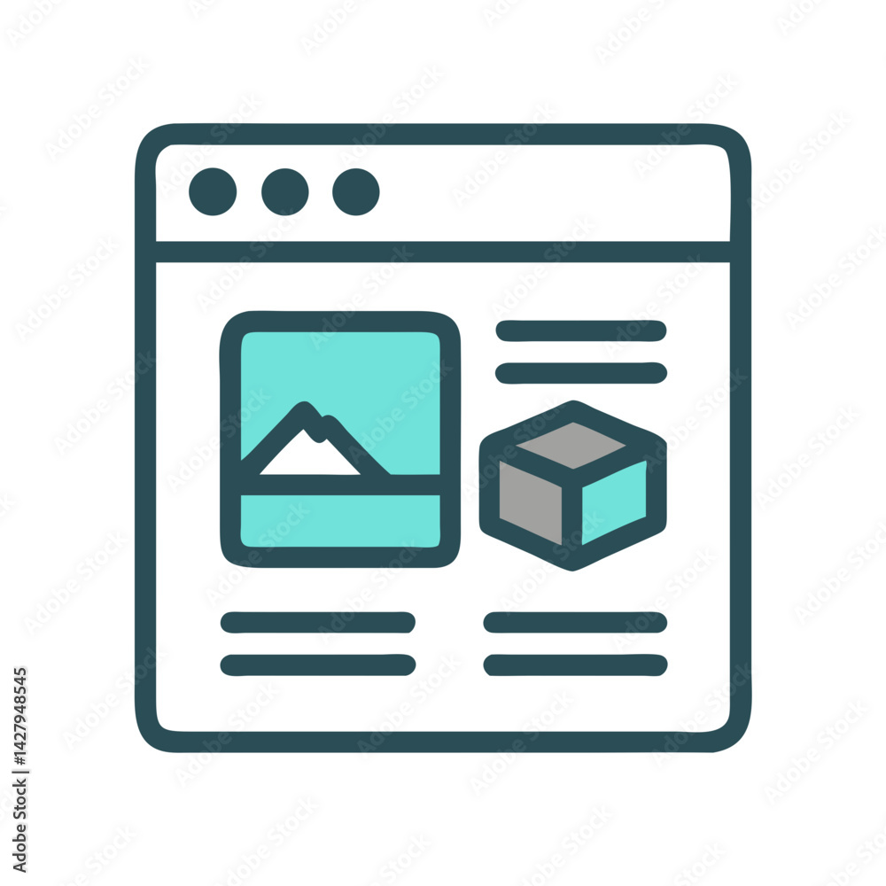Poster website design and development showcase with images and 3d rendered object