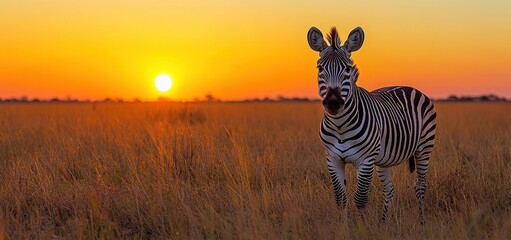 Obraz premium African Zebra Sunset: A Majestic Silhouette at Golden Hour